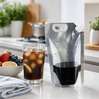 Pochettes personnalisées imprimées en héliogravure pour sauce soja, huile de cuisson, boissons, avec poignée découpée, à fond plat, pour bière, vente en gros