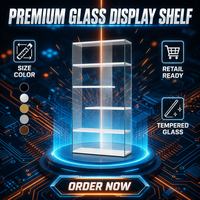 Vitrine d'exposition autoportante haut de gamme en verre trempé sans cadre, verrouillable, avec éclairage LED, support rotatif, vitrine ouverte en aluminium