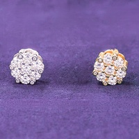 GRA Hip hop Ice Out Bling 925 Sterling Silver Pass Diamond Tester VVS Moissanite 10MM bunga Cluster anting Stud untuk pria