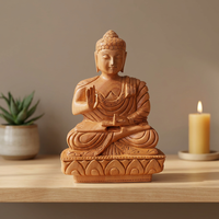 Statue de Bouddha chinoise artisanale en bois de 6 pouces, figurine spirituelle polie de forme irrégulière, idole décorative pour table, maison ou temple