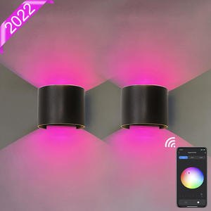 Lampe murale ronde LED RGB Wifi <span class=keywords><strong>pour</strong></span> maison connectée, luminaire de salon, chambre <span class=keywords><strong>à</strong></span> coucher, fonctionne avec Alexa et Google Assistant Tuya, autres applications - Product Image 1