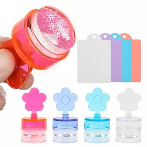 Nuevo Nail Flower Stamper Silicone Jelly Transfer Stamper Scraper Set Diferentes colores Portable Nail Art Stamper