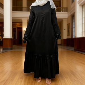 Muslim Women's Modest Maxi <b>Dress</b> - Lightweight Thin Satin, Layered Sleeves with Diamond (Style 6789) - Product Image 5