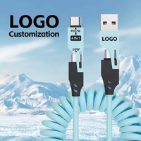 Fabrikneues Zinklegierung PD 27W 65W 1,5M 4-in-1 5Fts Spiralfeder-Ladekabel 3A Smart Data USB Spiralfeder-Verlängerungskabel Schnellladegerät