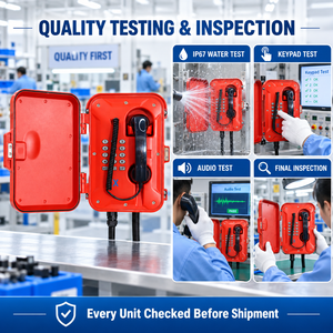 Téléphone industriel robuste rouge à clavier complet intégré, IP67, pour extérieur, montage mural, SIP, IP, analogique, fibre optique, pour port et quai - Product Image 6