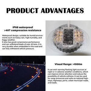 DPWH Aprobado 6 LED Solar Cat Eye <span class=keywords><strong>Road</strong></span> Marker <span class=keywords><strong>Road</strong></span> fábrica precio bajo reflectores de luz de carretera alimentados por energía solar - Product Image 4