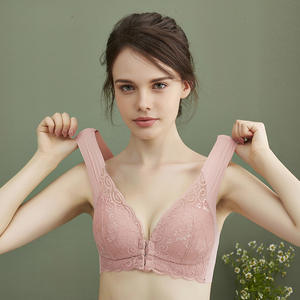 Soutien-gorge correcteur de posture sans bretelles en dentelle avec fermeture frontale, effet push-up, sans armatures, grande taille XXXL - Product Image 3