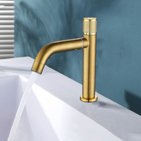 Robinet de lavabo d'hôtel en acier inoxydable SUS304, eau froide uniquement, noir mat, monotrou, pour salle de bain