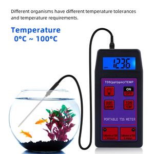 Hedao เครื่องวัดค่าพีเอชหน้าจอแสดงผล LED ความแม่นยำสูง, เครื่องวัดค่าพีพีเอ็ม2 in 1เครื่องทดสอบคุณภาพน้ำ tds/temp สำหรับห้องปฏิบัติการตู้ปลา - Product Image 4