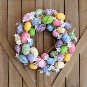 New Cross-Border Product <b>Easter</b> Egg <b>Wreath</b> Plastic Artificial Flower <b>Door</b> Hanging Home Courtyard Decoration - Product Image 1