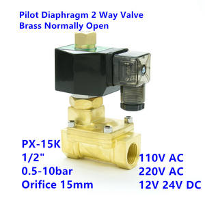 วาล์วโซลินอยด์ไฟฟ้าทองเหลือง Hoyan PX-15K ขนาด 1/2 นิ้ว แบบเปิดปกติ 2 ทาง ไดอะแฟรม 16 บาร์ สำหรับน้ำ อากาศ และแก๊ส - Product Image 2