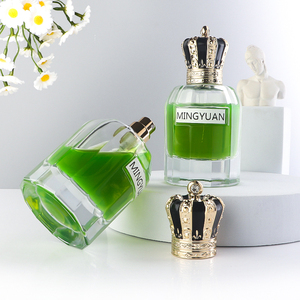 Eau de Parfum cristalline 90ml, flacon de parfum vertical côtelé de luxe avec bouchon à couronne dorée, <span class=keywords><strong>verre</strong></span> transparent - Product Image 2
