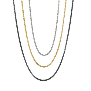 Collier tendance en acier inoxydable avec chaîne carrée perlée et pendentif assorti 2MM, OEM, pour l'exportation - Product Image 5