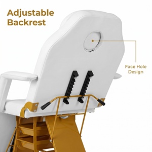 Lettino Estetico Regolabile con Telaio in Metallo Dorato, Spugna ad Alta Densità, Capacità 150KG, Lettino per Massaggi Facciali con Cassetto Portaoggetti per Salone e Spa - Product Image 2