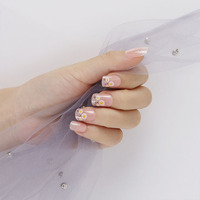 Faux ongles carrés courts à presser, couvrance totale, roses, en ABS, à coller, 24 pièces