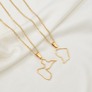 Collier avec pendentif carte de la Guyane française, de la Guyane et de la <span class=keywords><strong>Guadeloupe</strong></span> pour femmes et filles, base en acier inoxydable, bijoux # 593762 - Product Image 3