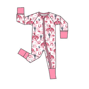 Düşük Minimum Sipariş Adedi Bambu/Spandeks Bebek Erkek Kız Tulumları Uzun Kollu Sevimli Hayvan Baskılı Çift Yönlü Fermuarlı Çocuk Pijamaları - Product Image 1