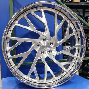 ล้อฟอร์จ 2 ชิ้นแบบกำหนดเอง ขนาด 24x9 24x10 5x120 5x120.65 หน้าปัดขัดเงา ขอบโครเมียม ลายซี่ลวดแยก สำหรับ Chevy Camaro ZL1 Corvette C7 - Product Image 1