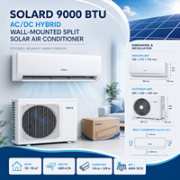 AC Hybrid Solar 9000 BTU DC Inverter Wall Split, Set Lengkap Pendingin & Pemanas, Siap Pakai Baterai 48V untuk Rumah Tangga