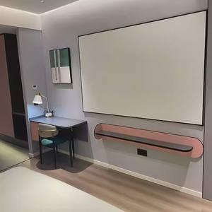 Meubles de location Airbnb économiques pour appartements locatifs : Ensembles de chambre à coucher avec cadre de lit en bois, tables de chevet, console TV et armoire - Product Image 4