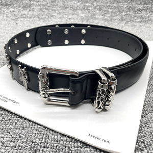 <span class=keywords><strong>Cintura</strong></span> Gotica <span class=keywords><strong>Nera</strong></span> in <span class=keywords><strong>Pelle</strong></span> PU Stile HipHop Punk con Borchie e Rivetti, alla Moda Americana, per Uomo e <span class=keywords><strong>Donna</strong></span>, in Lega Y2K - Product Image 1