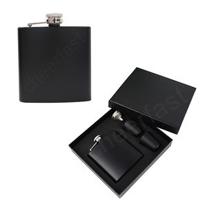 Termo reutilizable de acero inoxidable para uso alimenticio, frasco de cadera de Color negro con embudo y 2 tazas - Product Image 5