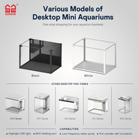 Aquarium de bureau, petit aquarium en verre ultra transparent avec cadre blanc pour poissons Betta, décoration de table pour la maison ou le bureau