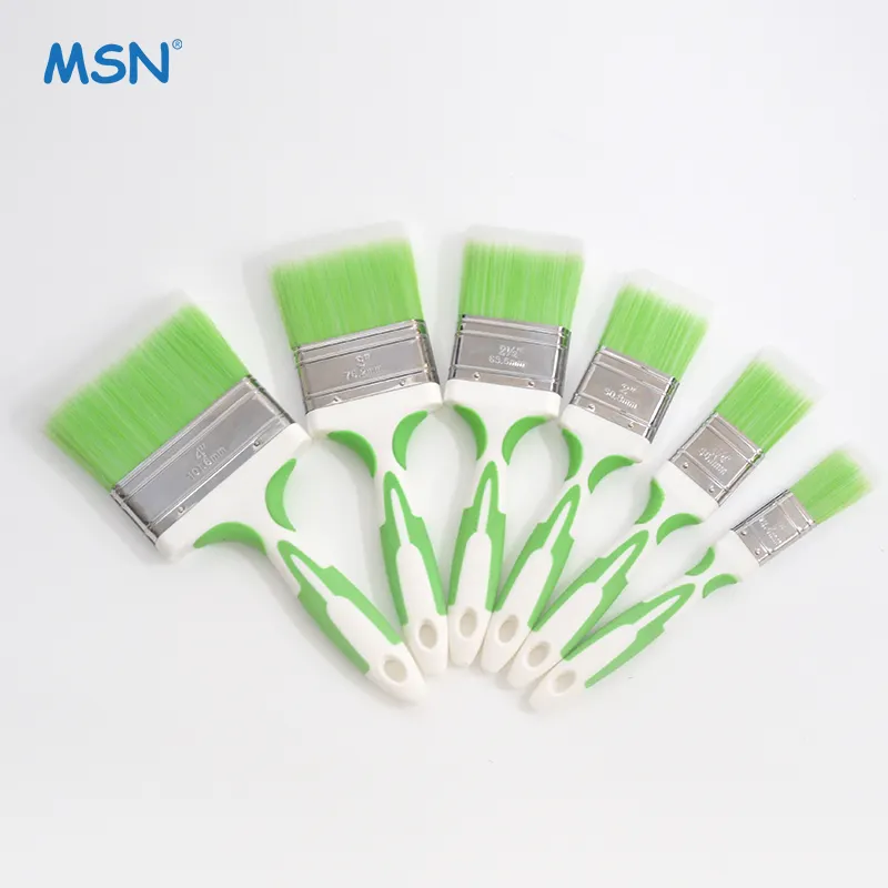 MSN Factory Price Soft Grip Paint Brush House Ceiling Furniture Flat rubber handle Paint Brush Set Tools for Painting