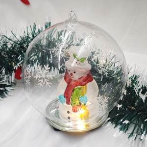 Boule de verre éclairée Idées cadeaux de Noël pour les amis avec le père Noël à l'intérieur des ornements de boule suspendus pour arbre de Noël - Product Image 5