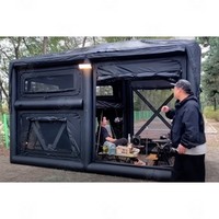 Tente de camping gonflable à deux étages, trois pièces, avec panneaux amovibles à fermeture éclair, résistante au vent, pour toutes les saisons, abri de glamping en plein air