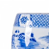Tabouret Tambour Rond en Porcelaine Bleue et Blanche, Design Traditionnel Écologique, Nouvelle Table d'Appoint Chinoise, Tabouret d'Entrée, Décoration de Jardin