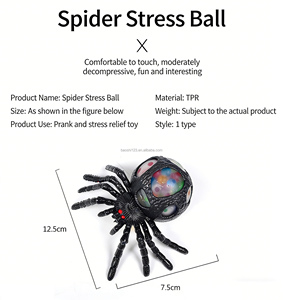 ลูกบอลบีบคลายเครียดรูปแมงมุมขนาดใหญ่สำหรับฮาโลวีน ของเล่นบีบ TPR ลูกบอลเม็ดสีรูปองุ่น ของเล่นบีบคลายเครียดสำหรับเด็กและผู้ใหญ่ - Product Image 3