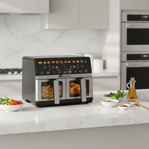 Anbolife Friggitrice ad Aria da 10L con Doppio Cestello e Finestra di Visualizzazione, Struttura in Acciaio Inox, Schermo Touch Digitale, Friggitrice Senza Olio - Product Image 2