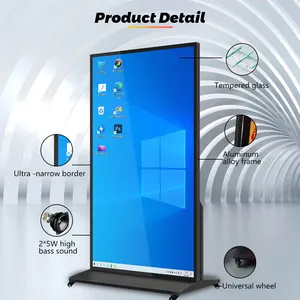 100 "85" 75 "Indoor ultra-estreita moldura monitor totem 4k sinalização digital e exibe publicidade tela led/display LCD quiosque