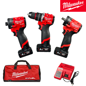 Oferta Especial: Kit de Herramientas Eléctricas Inalámbricas <span class=keywords><strong>Milwaukee</strong></span> M12 FUEL 3 en 1, Taladro, <span class=keywords><strong>Atornillador</strong></span> de <span class=keywords><strong>Impacto</strong></span> y Llave de <span class=keywords><strong>Impacto</strong></span> con Batería de 4.0Ah - Product Image 1
