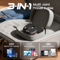 Câble de données rétractable avec embouts magnétiques interchangeables, rangement rapide, protection double couche portable, durable pour voiture, bureau, voyage