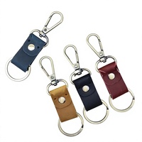 Porte-clés en cuir avec mousqueton, sangle en PU, anneau fendu pour bord plié et cousu, ton laiton antique, 4 couleurs, vente en gros