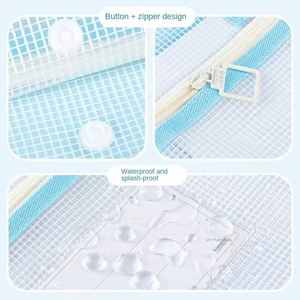 Custom School A4 Plastic Folder <b>File</b> <b>Storage</b> Bag With Mesh Zipper Pouch Transparent Document Organizer - Product Image 5