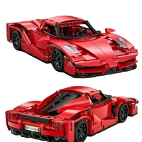 Ensemble de blocs de construction Supercar rouge, modèle de voiture de sport Technic avec compartiment moteur détaillé, jouet d'assemblage DIY pour enfants et adultes collectionneurs
