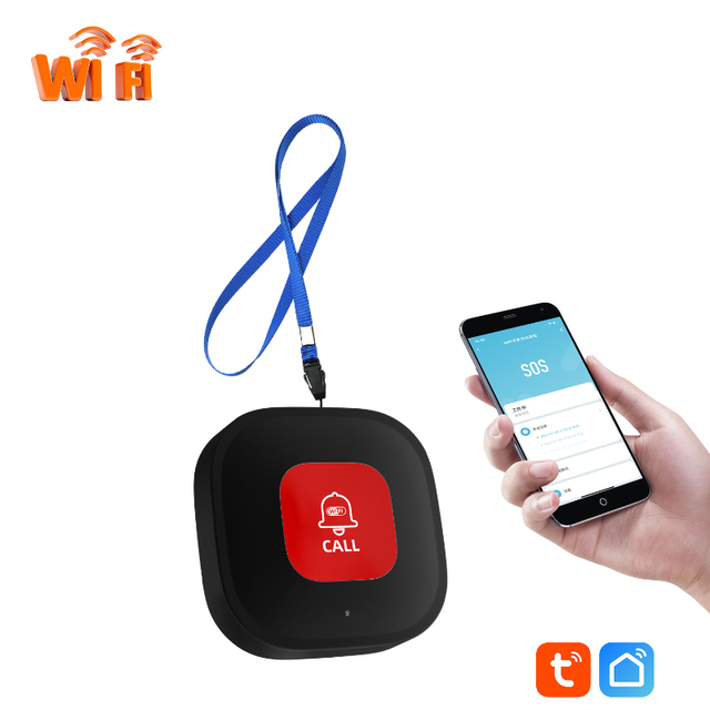ANGUS Tuya WiFi Emergency Call Button Smart Mini SOS Panic Button Wireless Personal Safety Alarm Elderly Home Security System