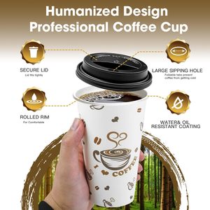 แก้วกาแฟกระดาษแบบใช้แล้วทิ้งพร้อมฝาปิด ขนาด 16 ออนซ์ สำหรับเครื่องดื่มร้อน เช่น <span class=keywords><strong>โกโก้</strong></span><span class=keywords><strong>ร้อน</strong></span> ช็อกโกแลต และเครื่องดื่มอื่นๆ - Product Image 3