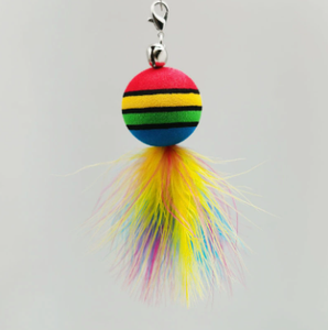 D08 Divertido Juguete para Gatos con Plumas y Campana, Diseño de Arcoíris, Ecológico, Bola de Repuesto - Product Image 2
