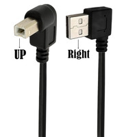 CE ROHS FCC kabel pemindai Printer Plug bersudut kanan kabel USB tipe AM kiri siku pria ke B Pria Hitam standar PVC