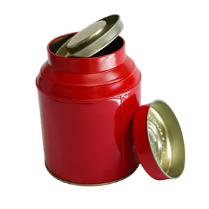 批发红色铝罐带盖罐可用于存放茶咖啡豆密封食品容器