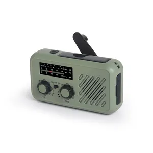 OEM de fábrica al por mayor de buena calidad mini portátil 2000Mah AM FM NOAA WB al aire libre camping manivela solar radio de emergencia