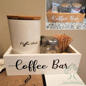 Organisateur d'accessoires de bar à café pour comptoir, en bois blanc, station d'organisation pour café, porte-tasses à café - Product Image 5