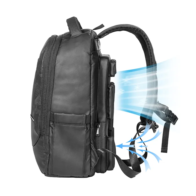 Tas ransel untuk pria tas laptop bisnis bepergian ransel tas pendingin modis uniseks ransel kipas pendingin hitam