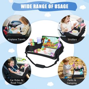 Échantillon gratuit Plateau de voyage pour enfants Plateau de jeu pour siège auto pour tout-petits avec surface solide renforcée, parois latérales et poches en filet - Product Image 5