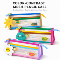Étui à crayons transparent avec fermeture éclair, pochette à crayons, sac de papeterie, trousse à cosmétiques pour les élèves, vente en gros
