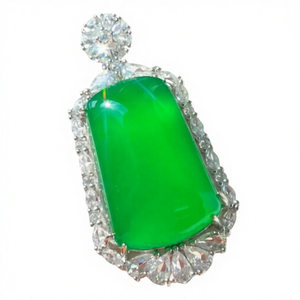 Nuova Collana con Pendente a Fiore in Calcedonio Verde Naturale Stile Cinese, Catena in Lega Metallica Preziosa con Design Sportivo - Product Image 1